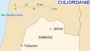 La situation gographique de la Cisjordanie