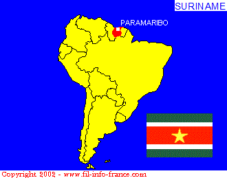 La situation gographique du Surinam !