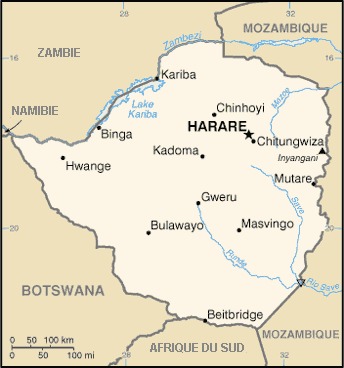 Carte du Zimbabwe