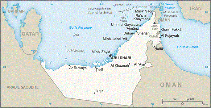 Carte des Emirats Arabes Unis