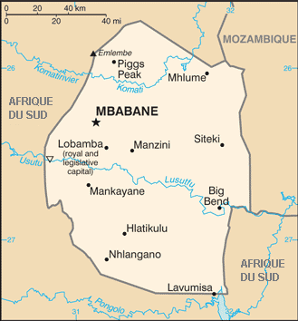 Carte du Swaziland