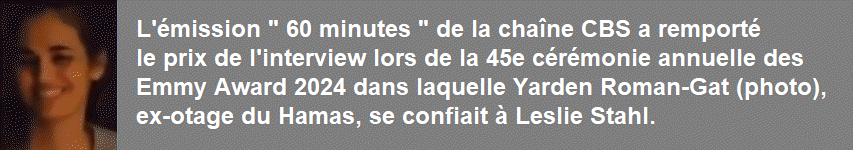 Yarden Roman-Gat, ex-otage du Hamas, interview avec Leslie Stahl dans " 60 Minutes "